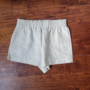 Reformation Mila Linen Short M Oatmeal Pull On Old Money Classic‎ Elevated Basic